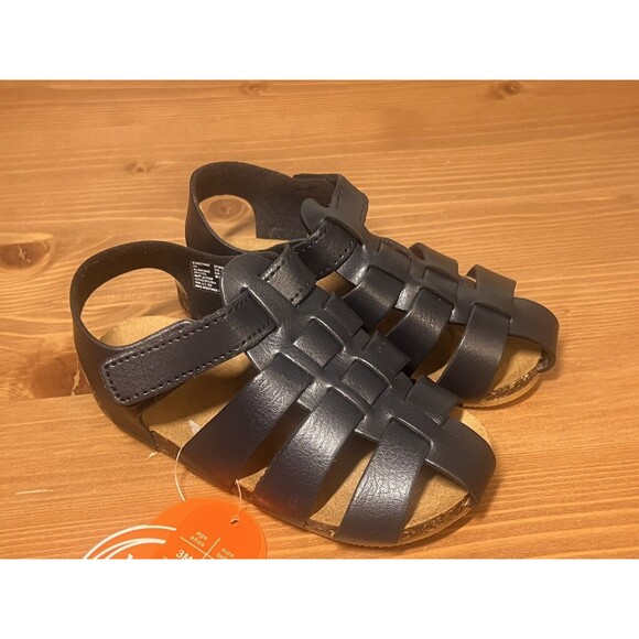 Wonder Nation Toddler Boys Navy Blue Faux Leather Sandals Size 5 - Picture 4 of 11